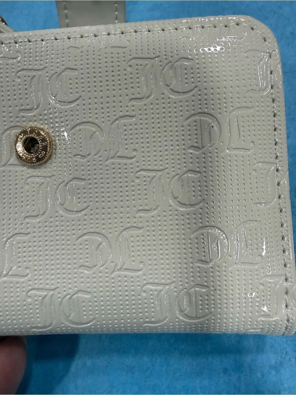 Juicy Couture Cream Patent Heart Charm Wallet